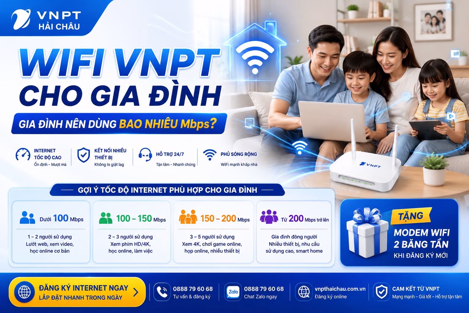 Gói wifi VNPT cho gia đình