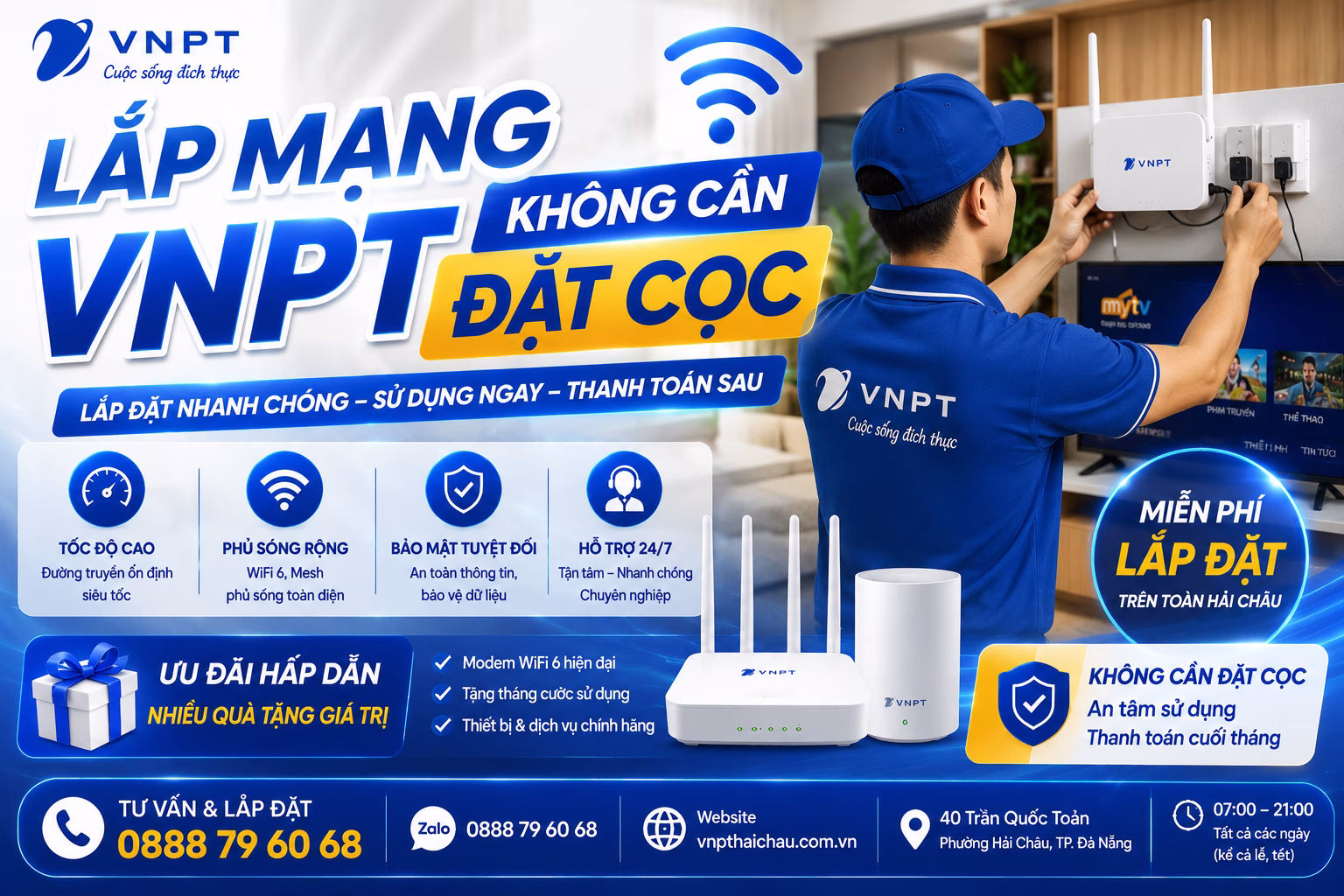 Lắp mạng VNPT không cần đặt cọc