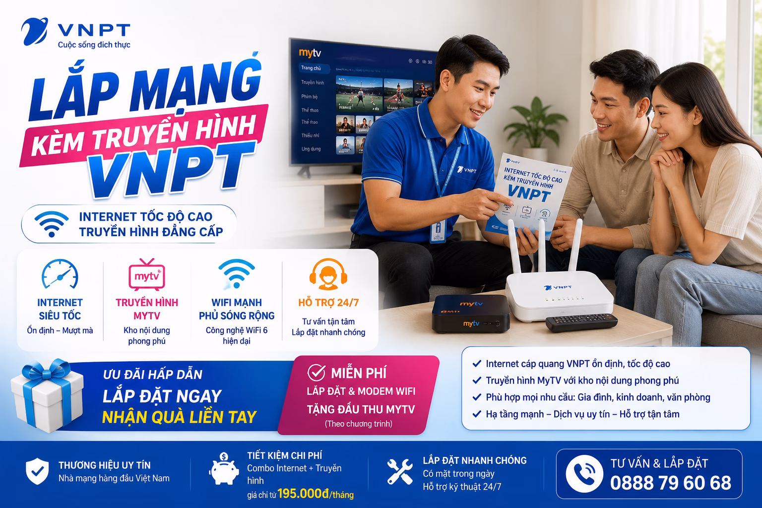 Lắp mạng kèm truyền hình VNPT