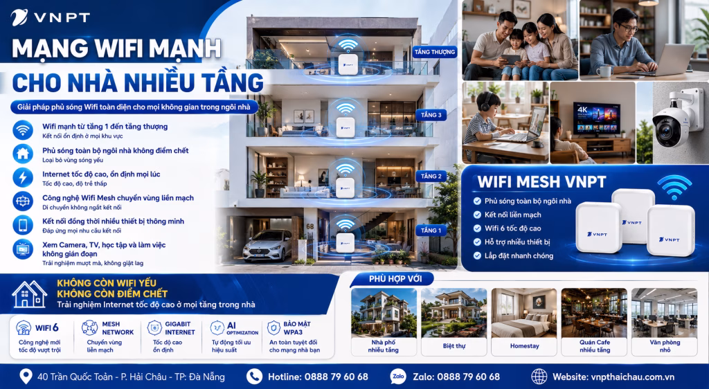 Mạng wifi mạnh cho nhà nhiều tầng