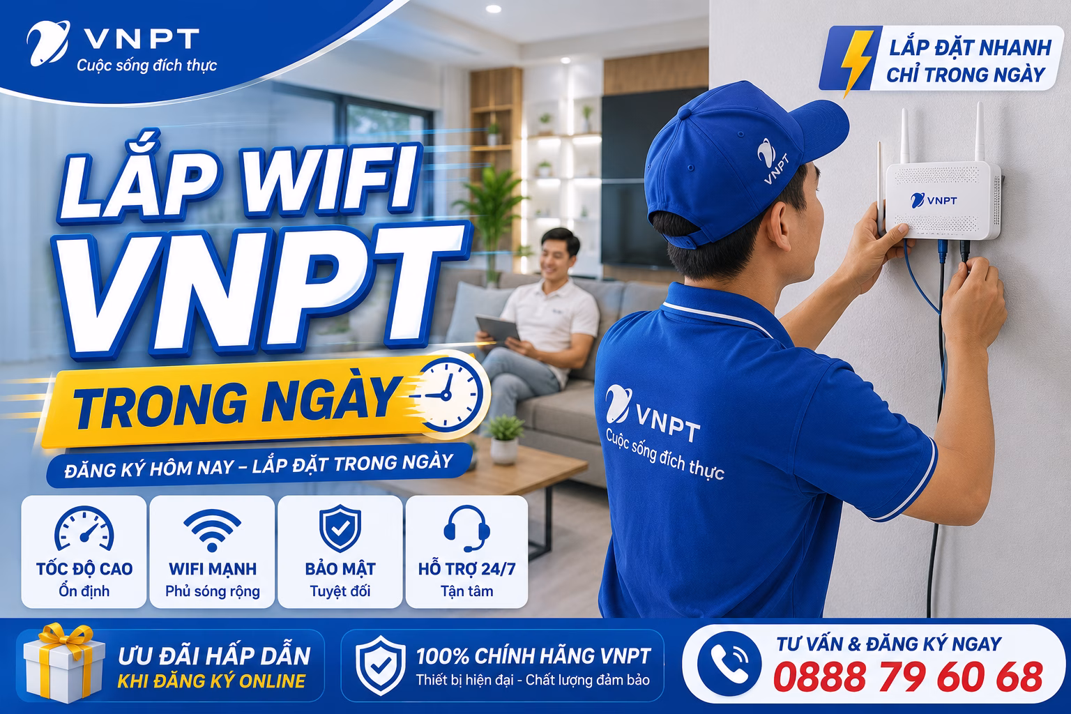 Thiết kế banner Lắp wifi VNPT trong ngày