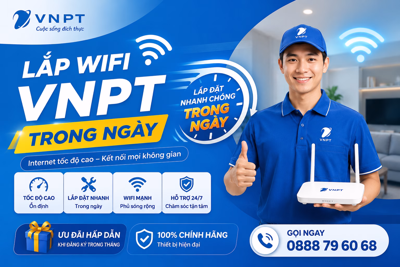 Thiết kế banner Lắp wifi VNPT trong ngày